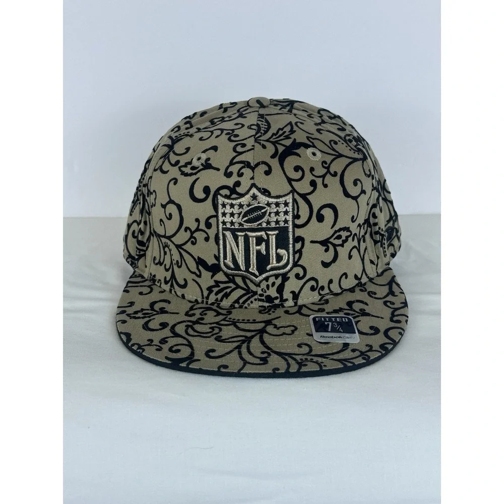 Vtg. 90's NFL Logo Suede Satin Lined Fitted Hat 7 3/4 Reebok Deadstock NWT